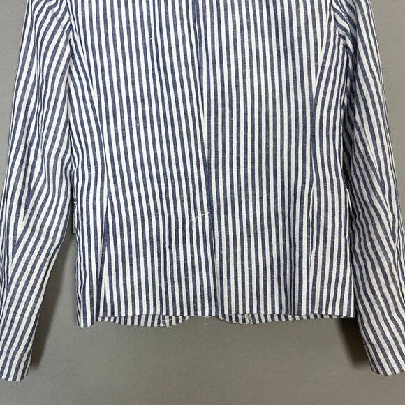 J. Crew Schoolboy Blazer Striped Blue White Linen Sz 2 Women Professional Preppy - Picture 6 of 16